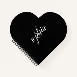 Black Modern Elegany Monogram Name Script Notizblock