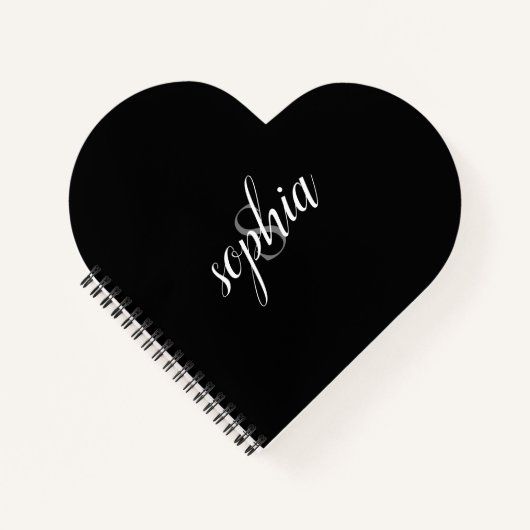 Black Modern Elegany Monogram Name Script Notizblock (Vorderseite)