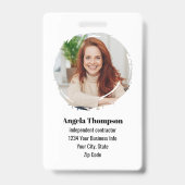 Black Modern Employee Photo QR Code Badge Ausweis (Vorderseite)