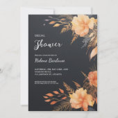 Black Modern Floral Brautparty Einladung (Vorderseite)