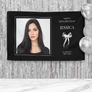 Black Modern Foto 30 Bow Happy 30. Geburtstag Banner