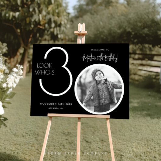 Black Modern Foto 30. Geburtstag Begrüßungszeichen Poster