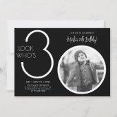 Black Modern Foto 30. Geburtstag Einladung (Vorderseite)