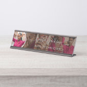 Black Modern Foto Collage Script Kalligrafy Name Schreibtischnamensplakette (Vorderseite )