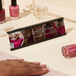 Black Modern Foto Collage Script Kalligrafy Name Schreibtischnamensplakette