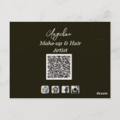 Black Modern Foto Makeup Künstler Postkarte (Rückseite)