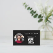 Black Modern Foto Minimal QR CODE Business Card Visitenkarte (Stehend Vorderseite)