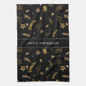 Black Modern Gold Arch elegant und zeitgemäß Geschirrtuch (Vertikal)