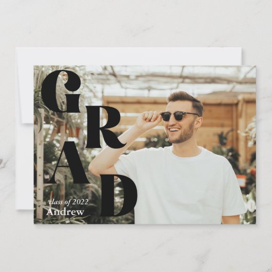 Black Modern Graduation Announcement Grad Party (Vorderseite)