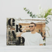 Black Modern Graduation Announcement Grad Party (Stehend Vorderseite)