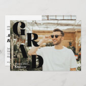 Black Modern Graduation Announcement Grad Party (Vorne/Hinten)