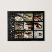 Black Modern Grid 9 Foto Collage Abschluss Puzzle (Horizontal)