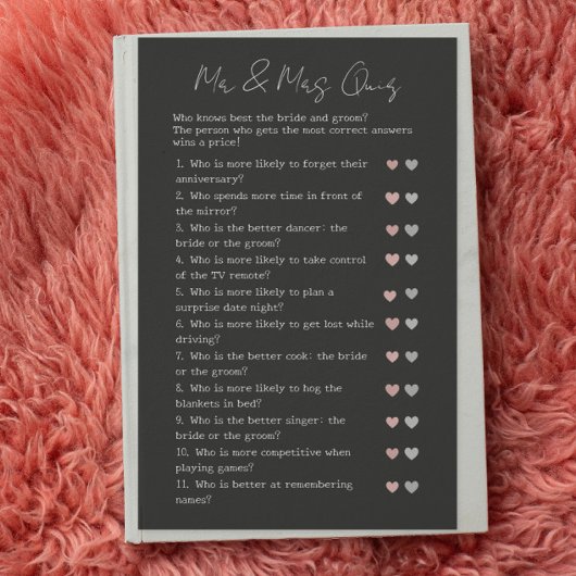 Black Modern Guess Who Wedding Brautparty Game