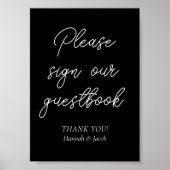 Black Modern Guestbook Wedding Sign Poster (Vorne)