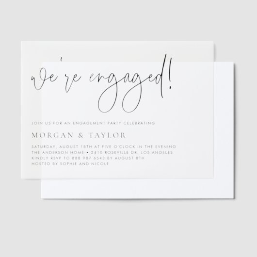 Black Modern Handgeschriebene Script-Engagement-Pa Pergament Einladungen (Versetzt)