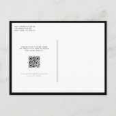 Black Modern handgeschriebenes Script QR Code Hoch Einladungspostkarte (Rückseite)