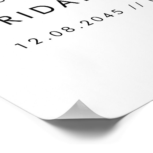 Black Modern Handwriting Script Brautparty Poster (Ecke)