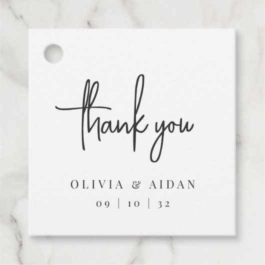 Black Modern Handwriting Script Wedding Danke Geschenkanhänger (Vorderseite)