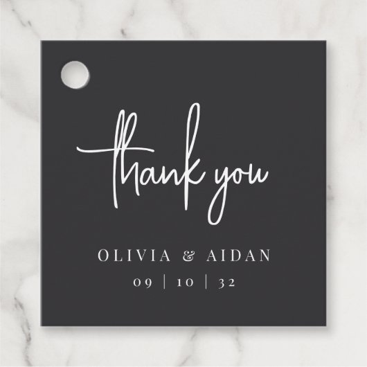 Black Modern Handwriting Script Wedding Danke Geschenkanhänger (Vorderseite)