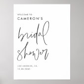 Black Modern Handwritten Script Bridal Shower Poster (Vorne)