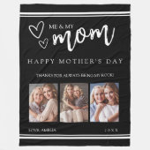 Black Modern Happy Mother's Day Photo Collage Fleecedecke (Vorderseite)