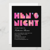 Black Modern Hen's Night Einladungen (Vorne/Hinten)