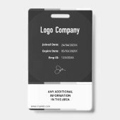 Black Modern ID Identification Card Photo Badge Ausweis (Rückseite)