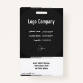 Black Modern ID Identification Card Photo Badge Ausweis (Rückseite)