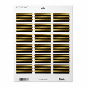 Black Modern Imitats Goldene Streifen Adressaufkleber (Vorne)