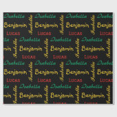 Black Modern individuelle Name Geschenkpapier (Flach)