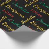Black Modern individuelle Name Geschenkpapier (Ecke)