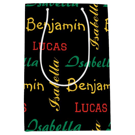 Black Modern individuelle Name Mittlere Geschenktüte (Vorderseite)
