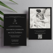 Black Modern Katholic Wedding Einladungen QR Code