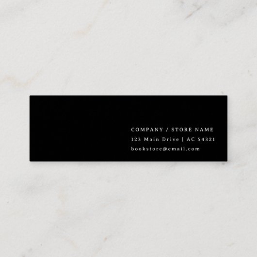 Black Modern Lesezeichen Card | Benutzerdefinierte Mini Visitenkarte (Rückseite)