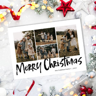 Black Modern Lettering Vier Foto Frohe Weihnachten