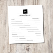Black Modern Lined Chic Trendy Monogram  Notizblock