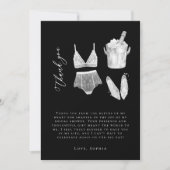Black Modern Lingerie Brautparty Dankeskarte (Vorderseite)