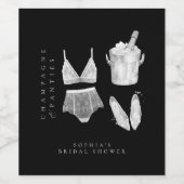 Black Modern Lingerie Brautparty Weinetikett (Einzelnes Label)
