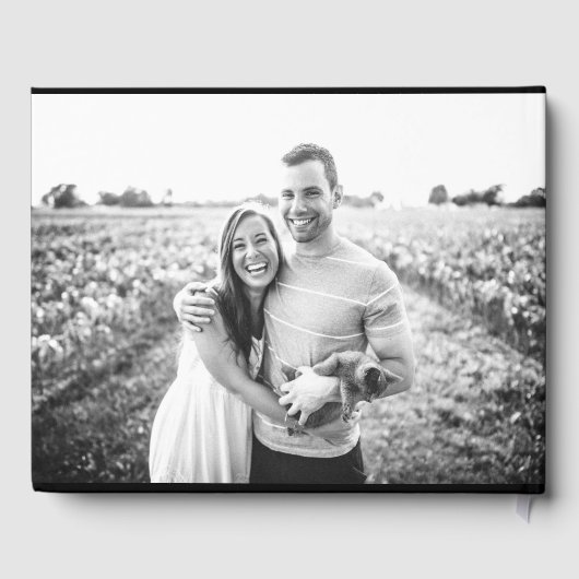 Black Modern Luxury Wedding Custom Guest Book Gästebuch (Rückseite)