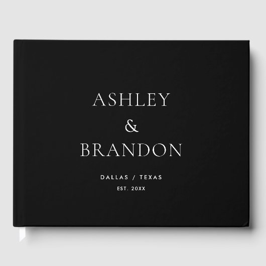 Black Modern Luxury Wedding Custom Guest Book Gästebuch (Vorderseite)