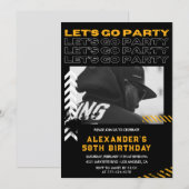 Black Modern Men Foto 58. Geburtstag Einladung (Vorne/Hinten)