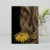 Black Modern Minimalist Graduation Announcement Folieneinladung (Stehend vorne)