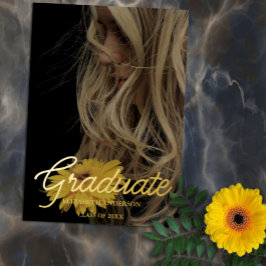 Black Modern Minimalist Graduation Announcement Folieneinladung