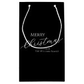 Black Modern Minimalist Merry Christmas Kleine Geschenktüte (Rückseite)