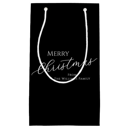 Black Modern Minimalist Merry Christmas Kleine Geschenktüte (Vorderseite)