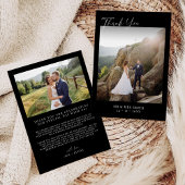 Black Modern Minimalistisch 2 Foto Wedding Dankeskarte