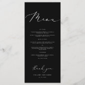 Black Modern Minimalistisch Calligraphy Wedding Di Menükarte (Vorderseite)