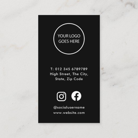 Black Modern Minimalistisch Danke Rabattkarte (Rückseite)