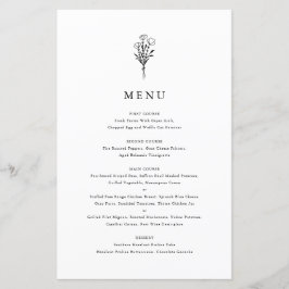 Black Modern Minimalistisch Floral Bouquet Menu Ca