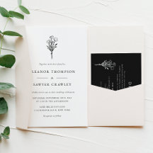 Black Modern Minimalistisch Floral Bouquet Wedding